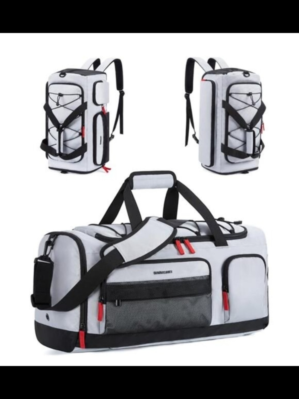 Convertible Light Gray Men's Duffel Backpack - Bagsmart